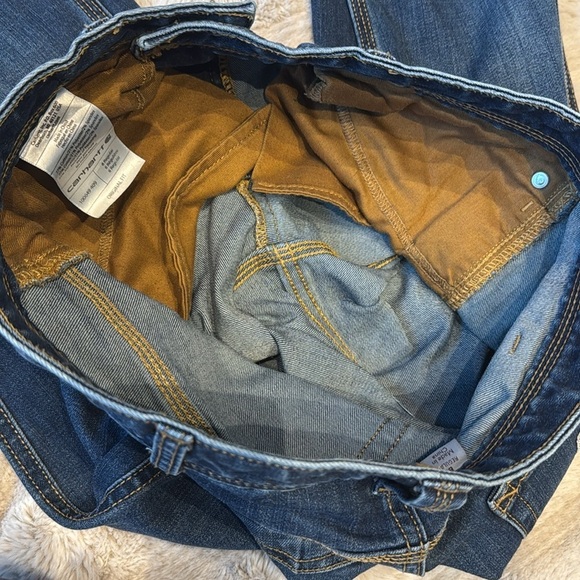 Carhartt Jeans Bootcut women’s size 6 blue denim w logo patch like new NWOT - Picture 6 of 11